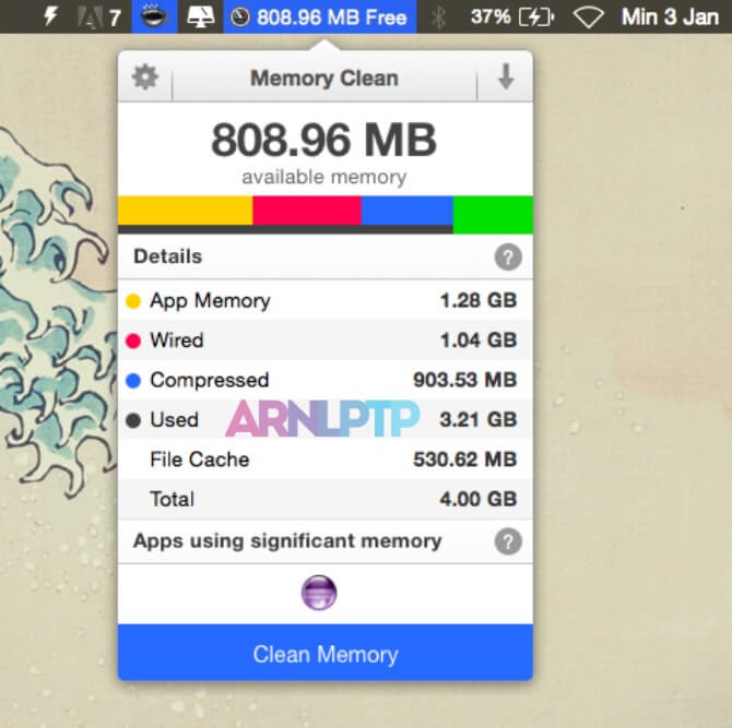 Aplikasi Memory Clean pada Mac