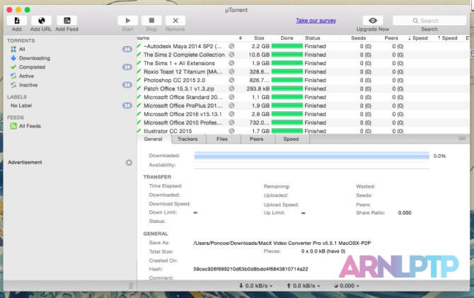 Aplikasi UTorrent pada Mac