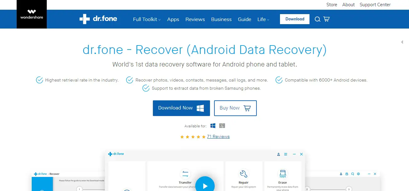 dr.fone Recover (Android Data Recovery)
