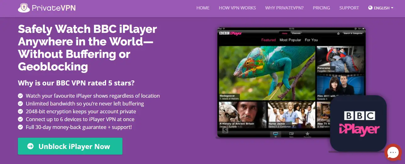 PrivateVPN Untuk BBC iPlayer